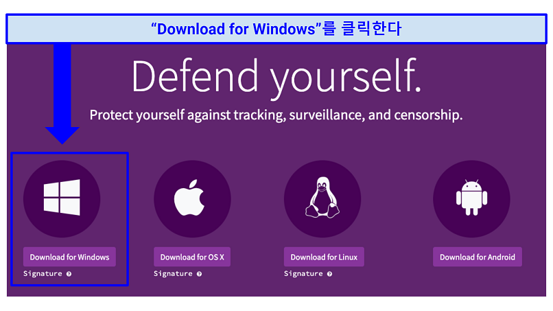 Screenshot of the Tor official website, where its software can be downloaded for various devices and browsers